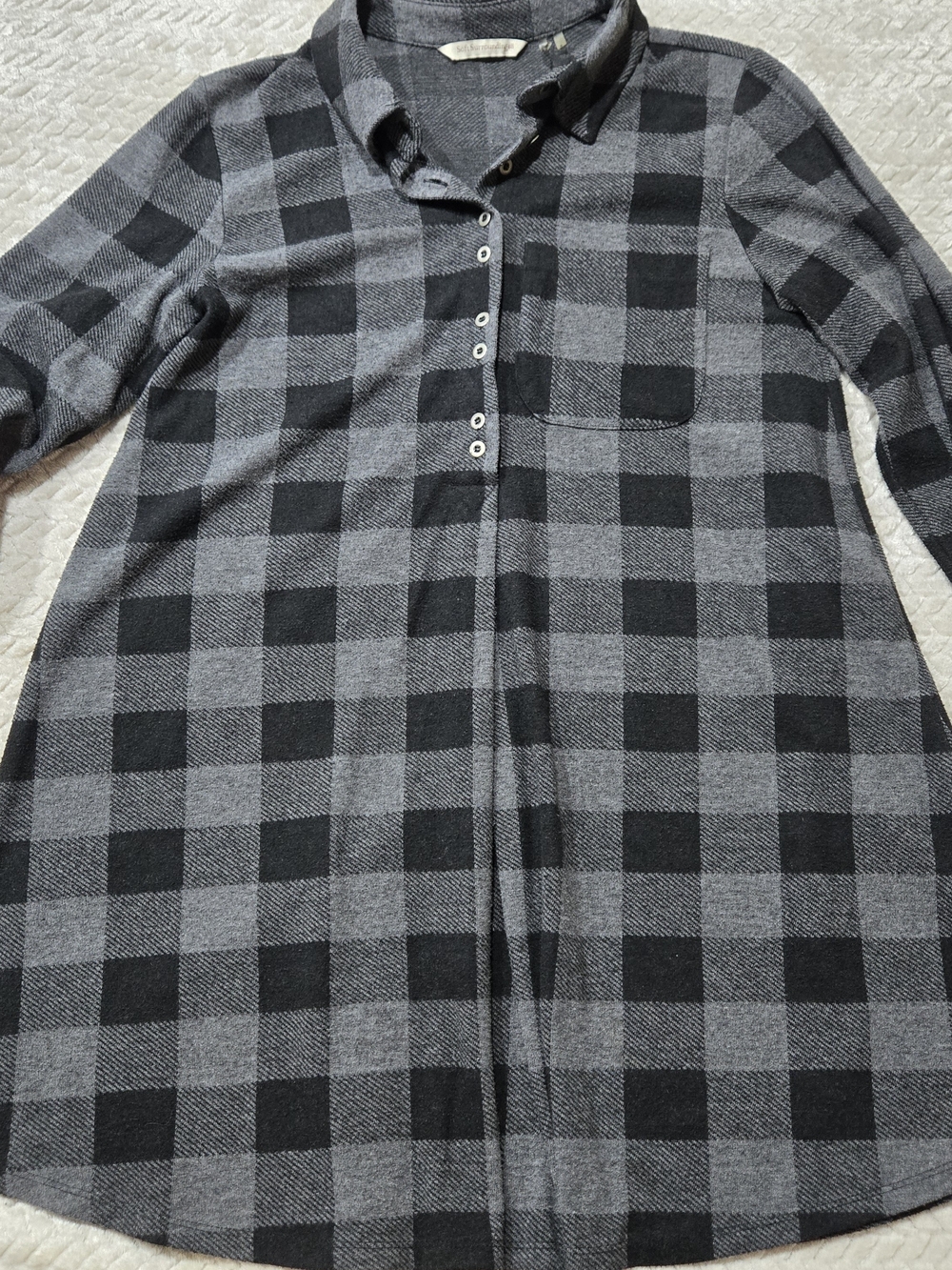 Kids Gray and Black Plaid Pajama Nightshirt